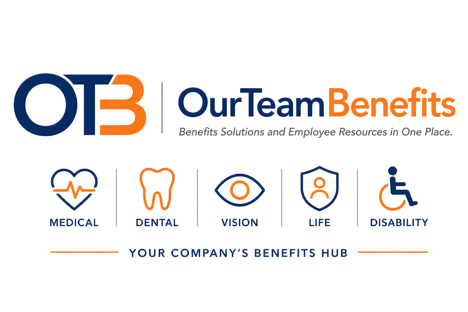 OurTeamBenefits with medical, dental, vision, life, and disability benefit icons